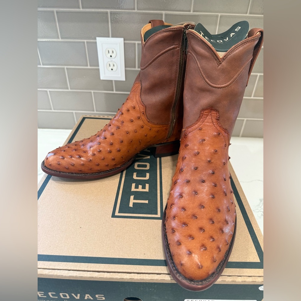 Tecovas The Zane Pecan  Ostrich Leather Men's Boots